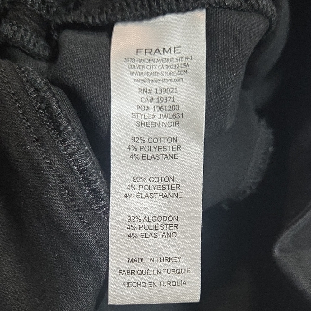 FRAME The Jetset Flare Jeans 1 Sheen Noir Black High Rise Pull On - Picture 8 of 9